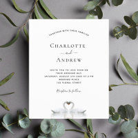 Faire-part de mariage blanc du couple de swing bud