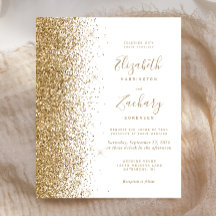 Faire-part de mariage blanc paillettes or Budget