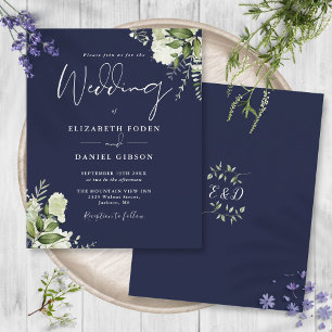 Papier Faire-part de mariage bleu marine Budget Greenery