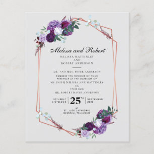 Papier Faire-part de mariage botanique floral pourpre