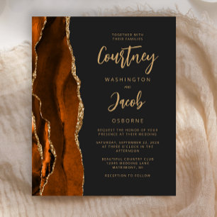 Papier Faire-part de mariage Budget Agate Orange Brûlé No