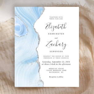 Papier Faire-part de mariage Budget Baby Blue Silver Agat