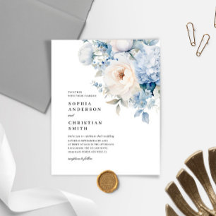 Papier Faire-part de mariage Budget bleu et blanc