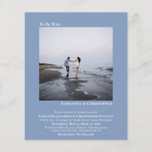 Papier Faire-part de mariage BUDGET Bleu Photo Minimalist