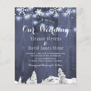 Papier Faire-part de mariage budget d'hiver flocons de ne