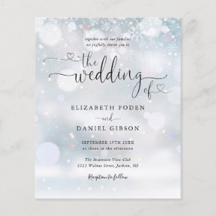 Papier Faire-part de mariage Budget Flocons de neige Hive
