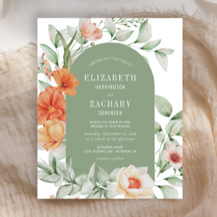 Papier Faire-part de mariage Budget Floral Arch Sage Peac