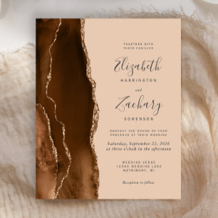 Papier Faire-part de mariage Budget Marron Moka Agate Tan