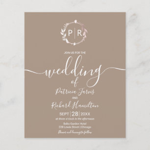 Papier Faire-part de mariage budget monogramme grullo