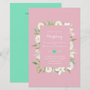 Papier Faire-Part de Mariage Budget Rose Carnaval Vert A9