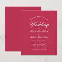 Faire-part de mariage budget rouge magenta moderne