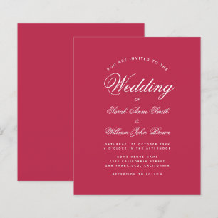 Papier Faire-part de mariage budget rouge magenta moderne