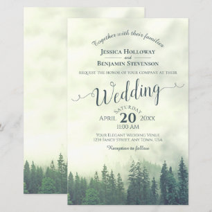 Papier Faire-part de mariage BUDGÉTAIRE Foggy Green Fores