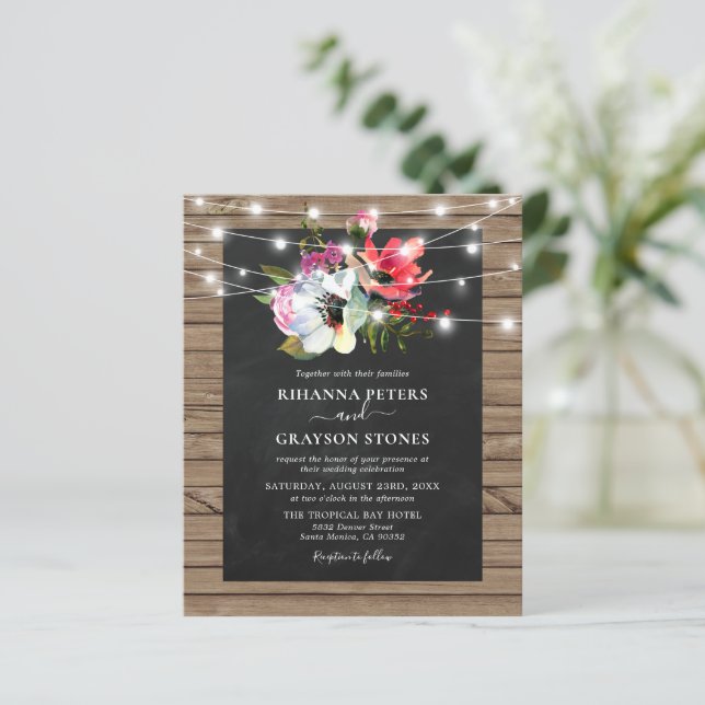 Papier Faire-part de mariage budgétaire Rustique Floral L (Debout devant)