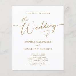 Papier Faire-Part de Mariage Calligraphié Or Budget Tout-