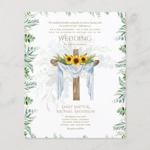 Papier Faire-part de mariage CATHOLIQUE Tournesols Croix