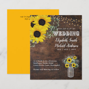 Papier Faire-part de mariage champêtre Budget Tournesol G