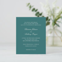Faire-part de mariage classique sarcelle Old Money