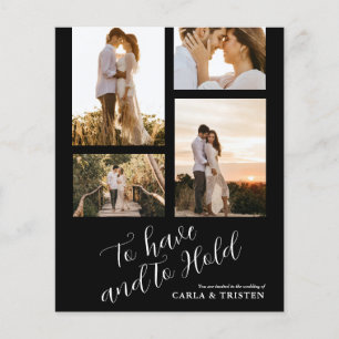 Papier Faire-part de mariage Collage photo noir budget
