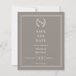 Papier Faire part de mariage couronne monogramme Ivoire T