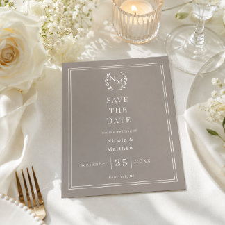 Papier Faire part de mariage couronne monogramme Ivoire T