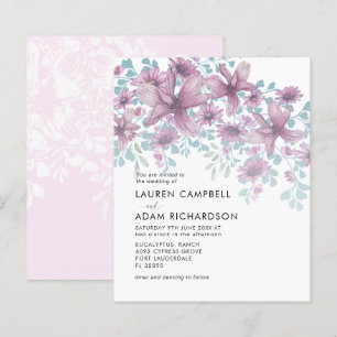 Papier Faire-part de mariage d'aquarelle rose floral budg