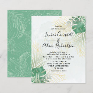 Papier Faire-part de mariage d'aquarelle tropicale budgét
