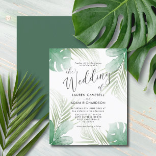 Papier Faire-part de mariage d'aquarelle tropicale budgét