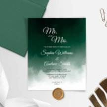 Faire-part de mariage d'aquarelle vert foncé Budge