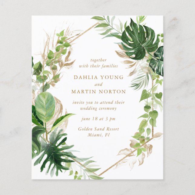 Papier Faire-part de mariage de budget géométrique Tropic (Devant)