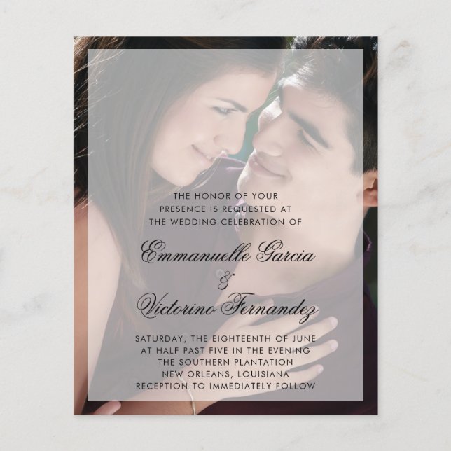 Papier Faire-part de mariage de budget photo moderne (Devant)