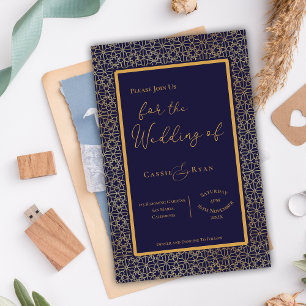 Papier Faire-part de mariage de conception complexe en or