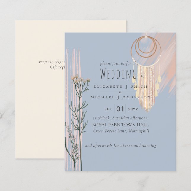 Papier Faire-part de mariage de la fourche bleu foncé (Devant / Derrière)