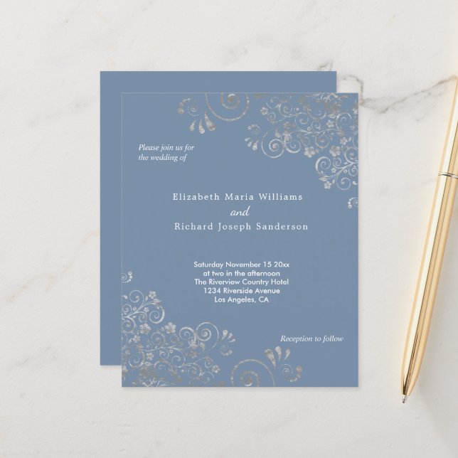 Papier Faire-part de mariage de la période budgétaire (Devant/Arrière en situation)