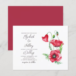 Papier Faire-part de mariage de l'aquarelle rouge budget