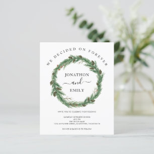 Papier Faire-part de mariage de Noël de la couronne de pi