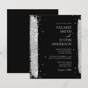 Papier Faire-part de mariage de Parties scintillant noir 