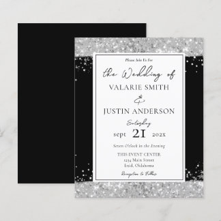 Papier Faire-part de mariage de Parties scintillant noir 