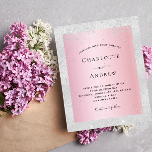 Papier Faire-part de mariage de parties scintillant rose