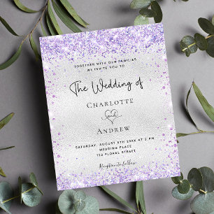 Papier Faire-part de mariage de parties scintillant viole