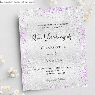 Papier Faire-part de mariage de parties scintillant viole