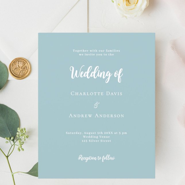 Papier Faire-part de mariage de script bleu foncé (Créateur téléchargé)