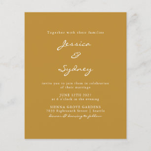 Papier Faire-part de mariage de script ocre moderne Budge