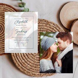 Papier Faire-part de mariage de script Turquoise photo bu