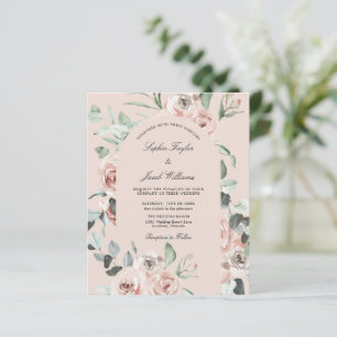 Papier Faire-part de mariage d'Eucalyptus rose budget