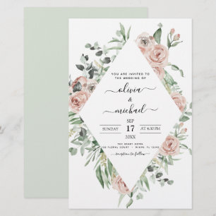 Papier Faire-part de mariage d'eucalyptus vert de l'échel