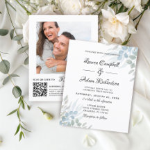 Faire-part de mariage d'eucalyptus vert de l'échel