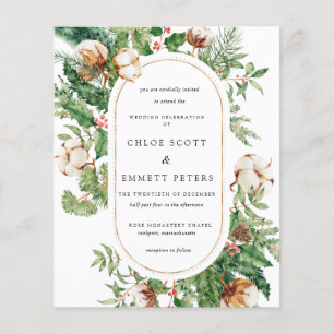 Papier Faire-part de mariage d'hiver Budget Holly Pine