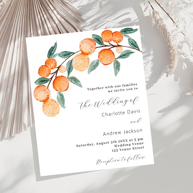 Papier Faire-part de mariage du budget du script Citrus o (Créateur téléchargé)
