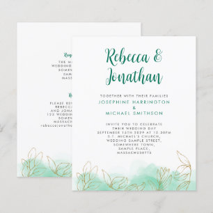 Papier Faire-part de mariage du budget émeraude Gold Leaf